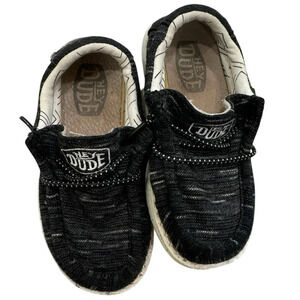 Hey Dude Wally Black and White Slip On Sneaker Shoes